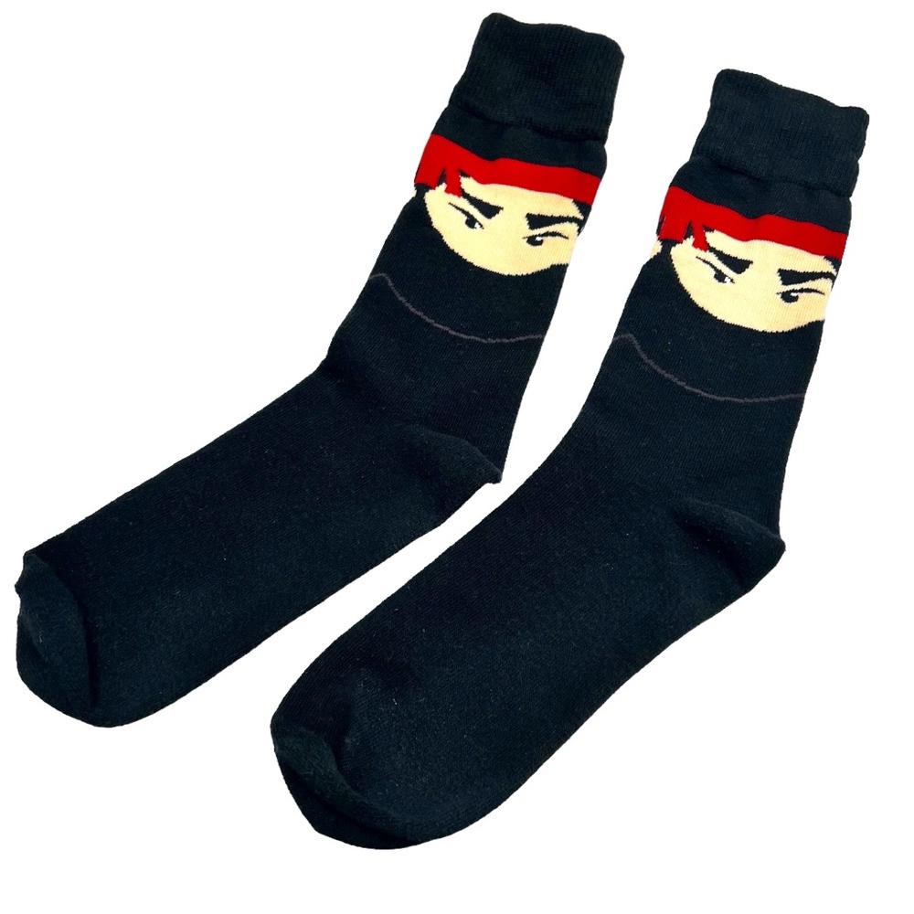 MEN'S NINJA NOVELTY BLACK CREW SOCKS
